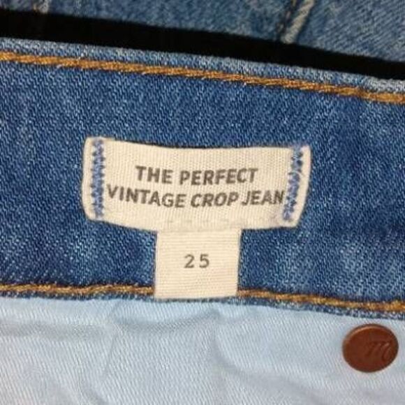 Perfect Vintage Crop Jeans Sz 25 Madewell Blue Stretch Denim High Rise Blue - Picture 5 of 9